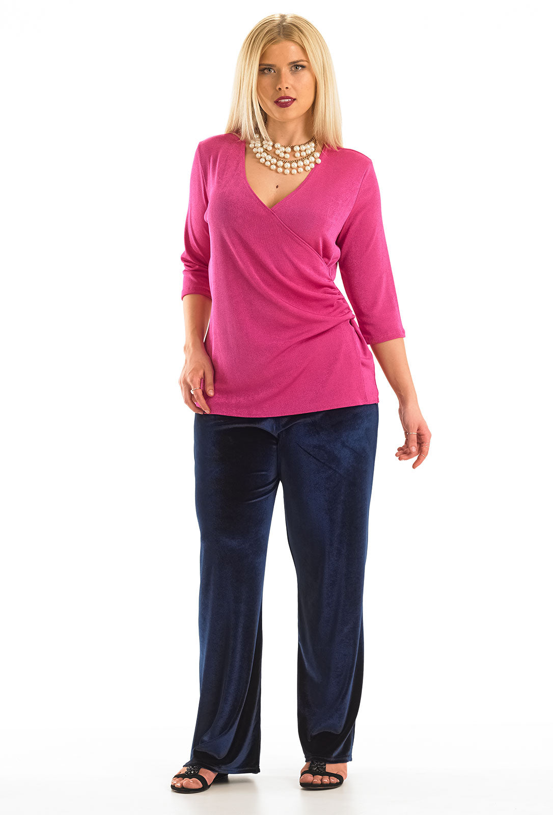 Mock Wrap 3/4 Sleeve Top