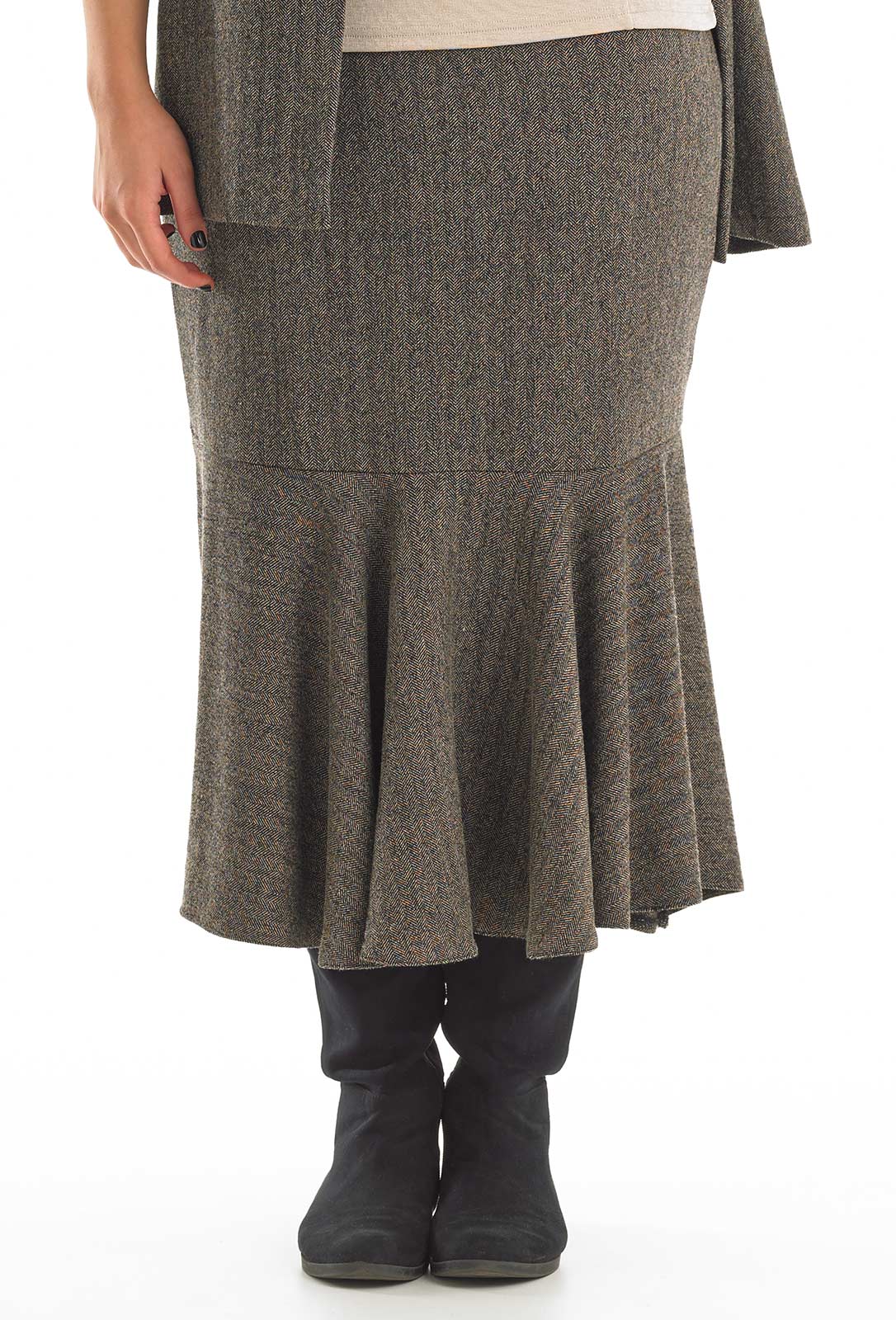 Herringbone Circular Hem Skirt