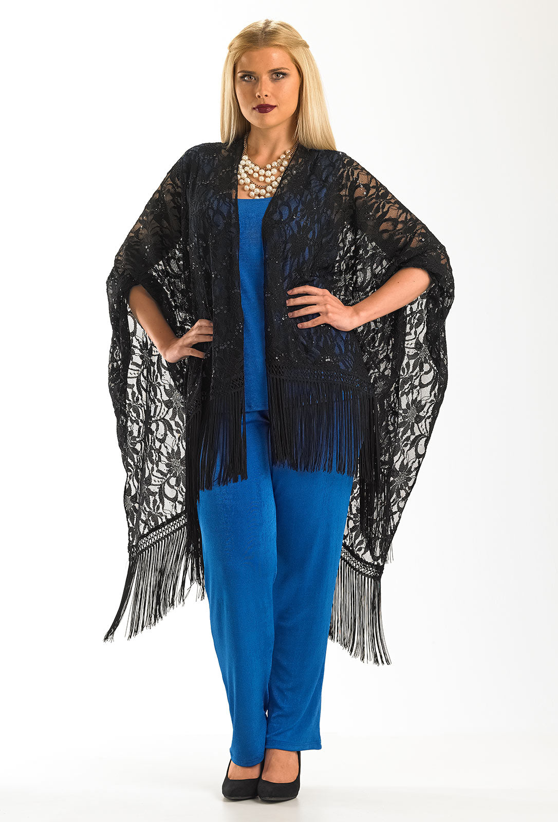 Fringed Lace Shawl/Wrap