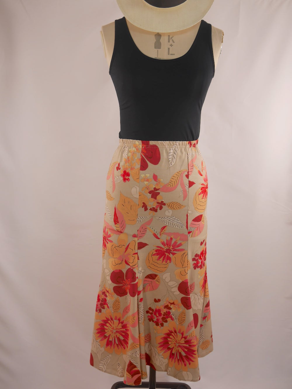 Printed Linen Floral Skirt